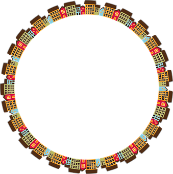 A Circle Of Houses On A Black Background