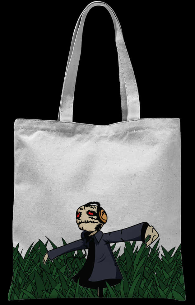 A White Tote Bag With A Cartoon Character On It