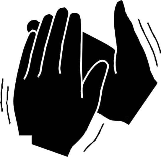 A Black And White Image Of Hands Clapping