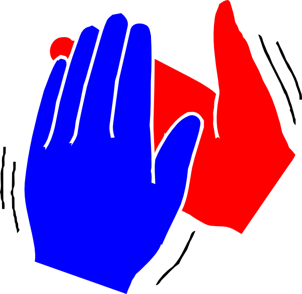 A Blue And Red Hands Clapping