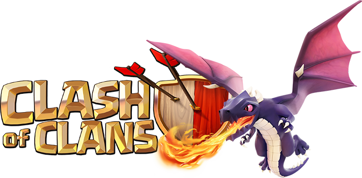 Dragon Spitting Fire On Clash Of Clans Logo