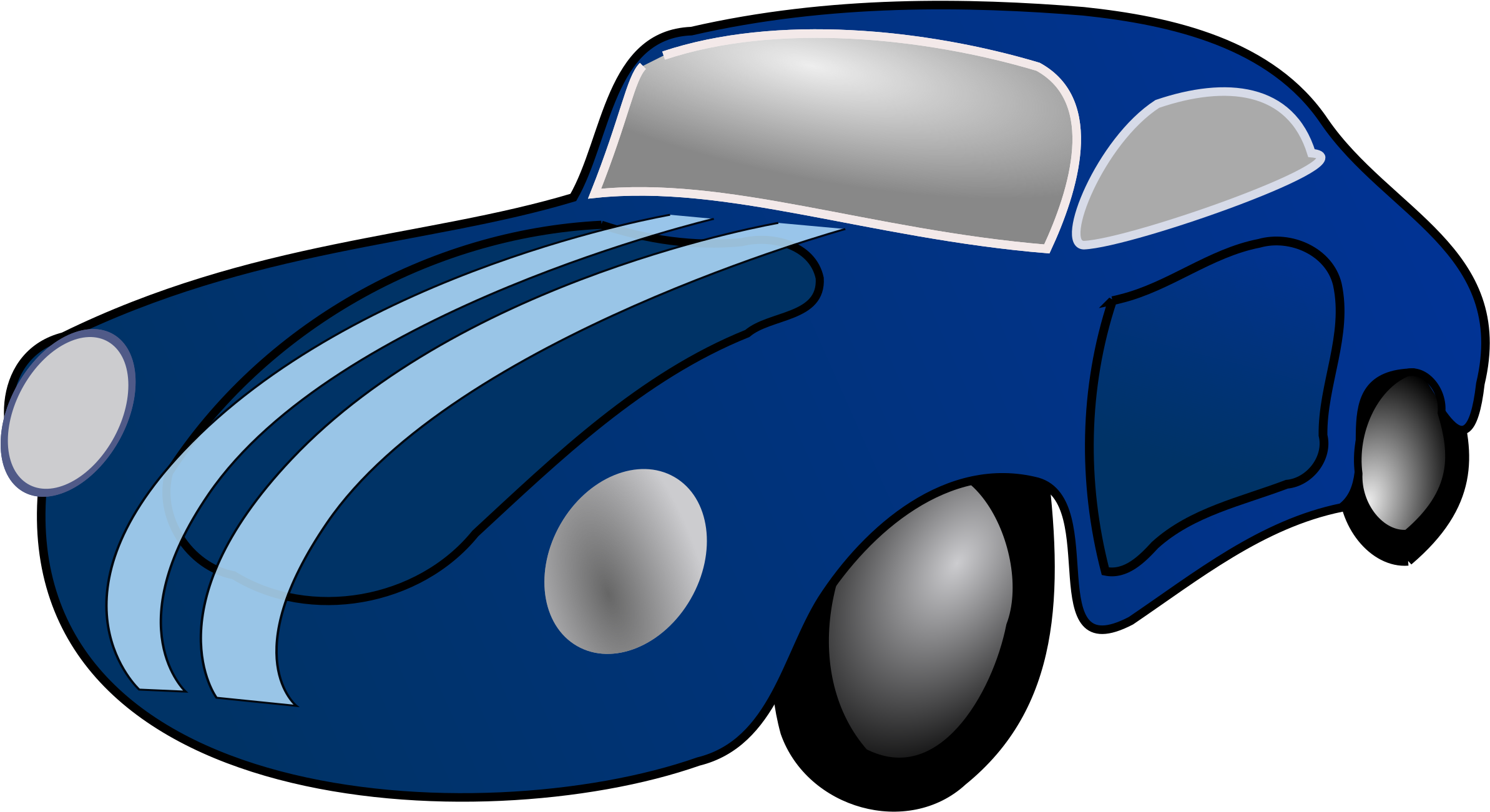 A Cartoon Blue Car With White Stripes