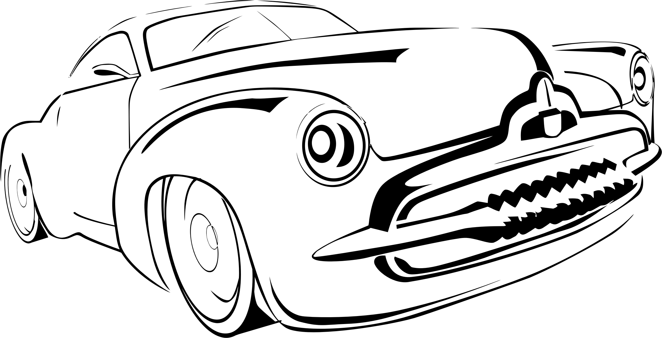 A Black And White Drawing Of A Car