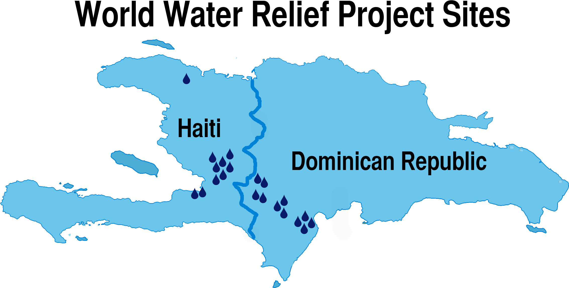 A Map Of Haiti And Dominican Republic With Water Drops