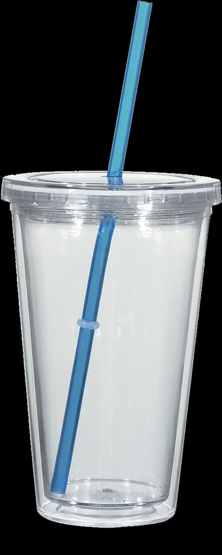 Clear Acrylic Tumbler With Blue Straw