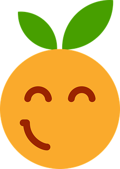 A Cartoon Orange With Green Leaves