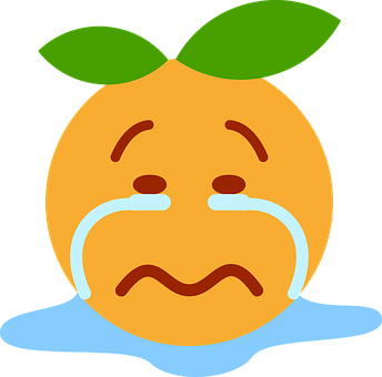 A Cartoon Orange With A Crying Face