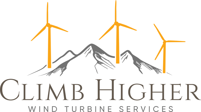 A Logo With Windmills In The Background