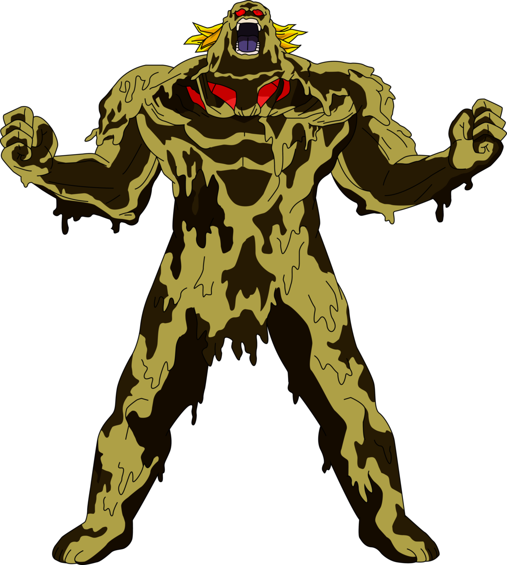 Cartoon Of A Monster With Yellow Hair And Yellow Eyes