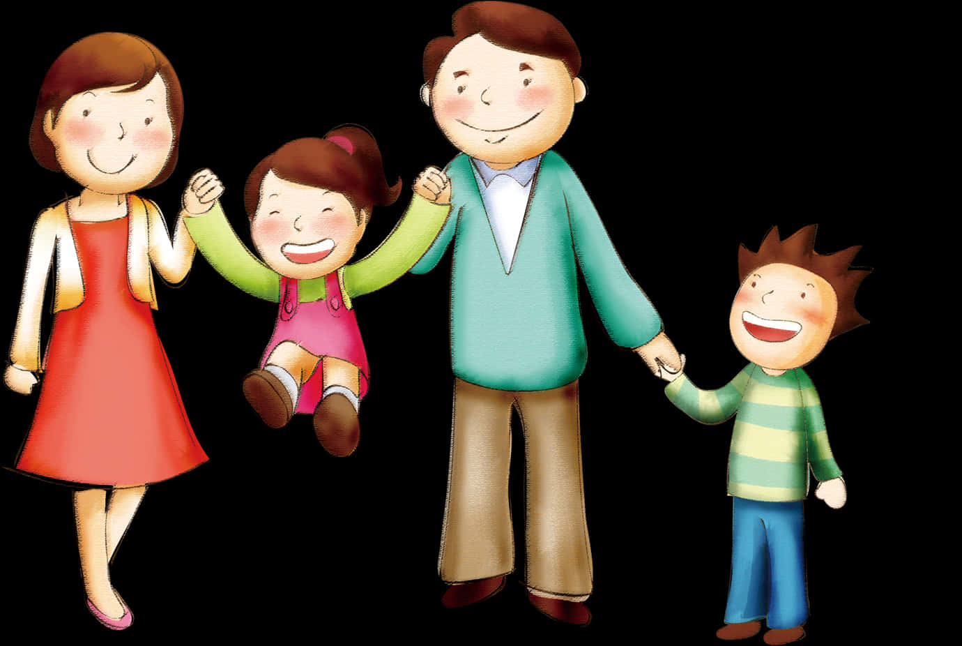 Joyful Family Cartoon