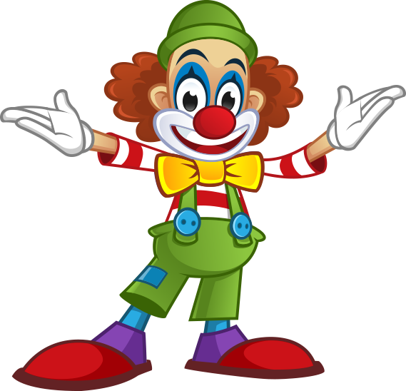 A Cartoon Clown With Arms Out