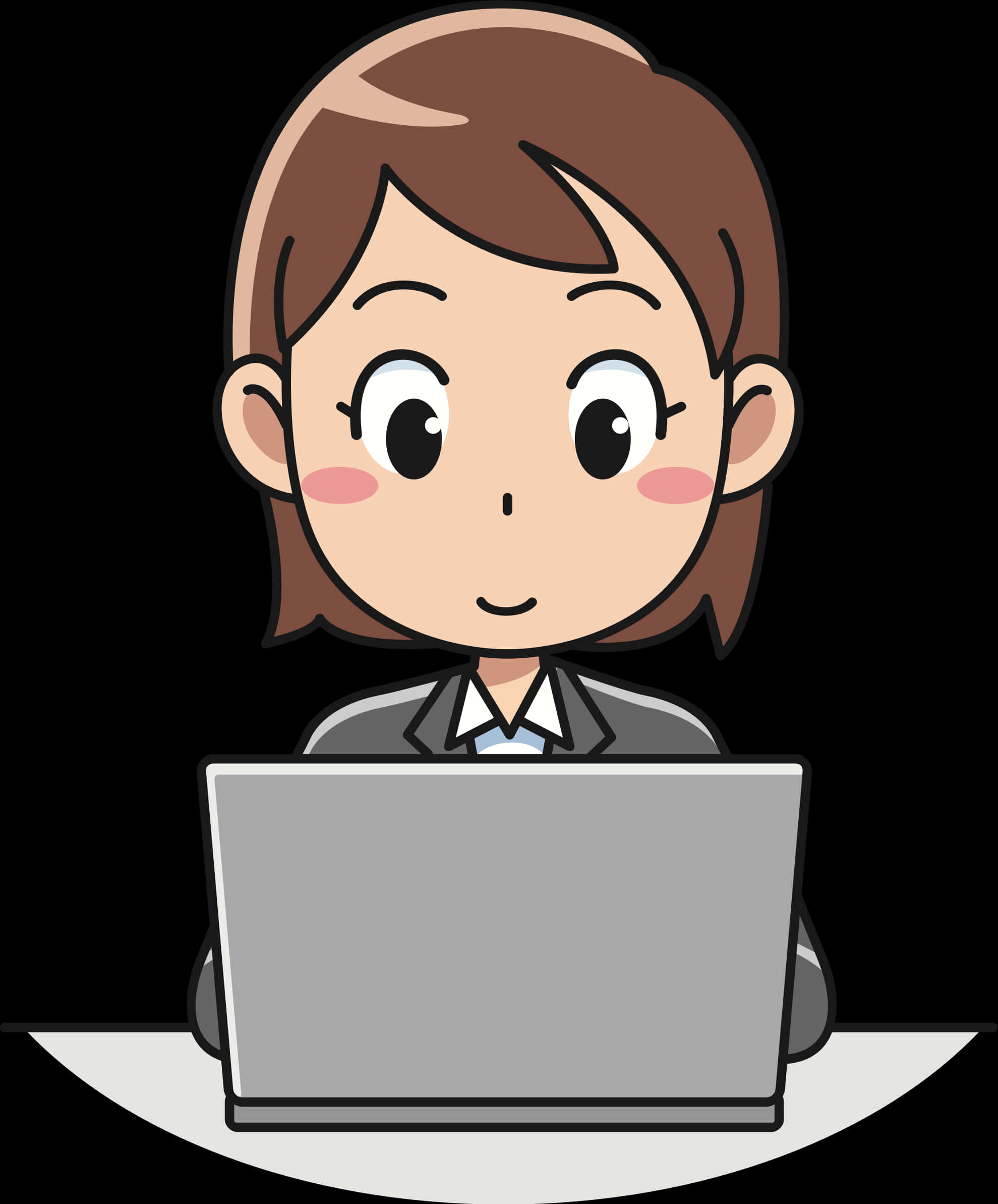 A Cartoon Of A Woman Using A Laptop