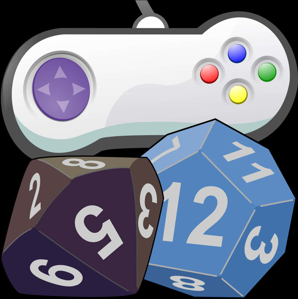 A Game Controller And Two Different Dice