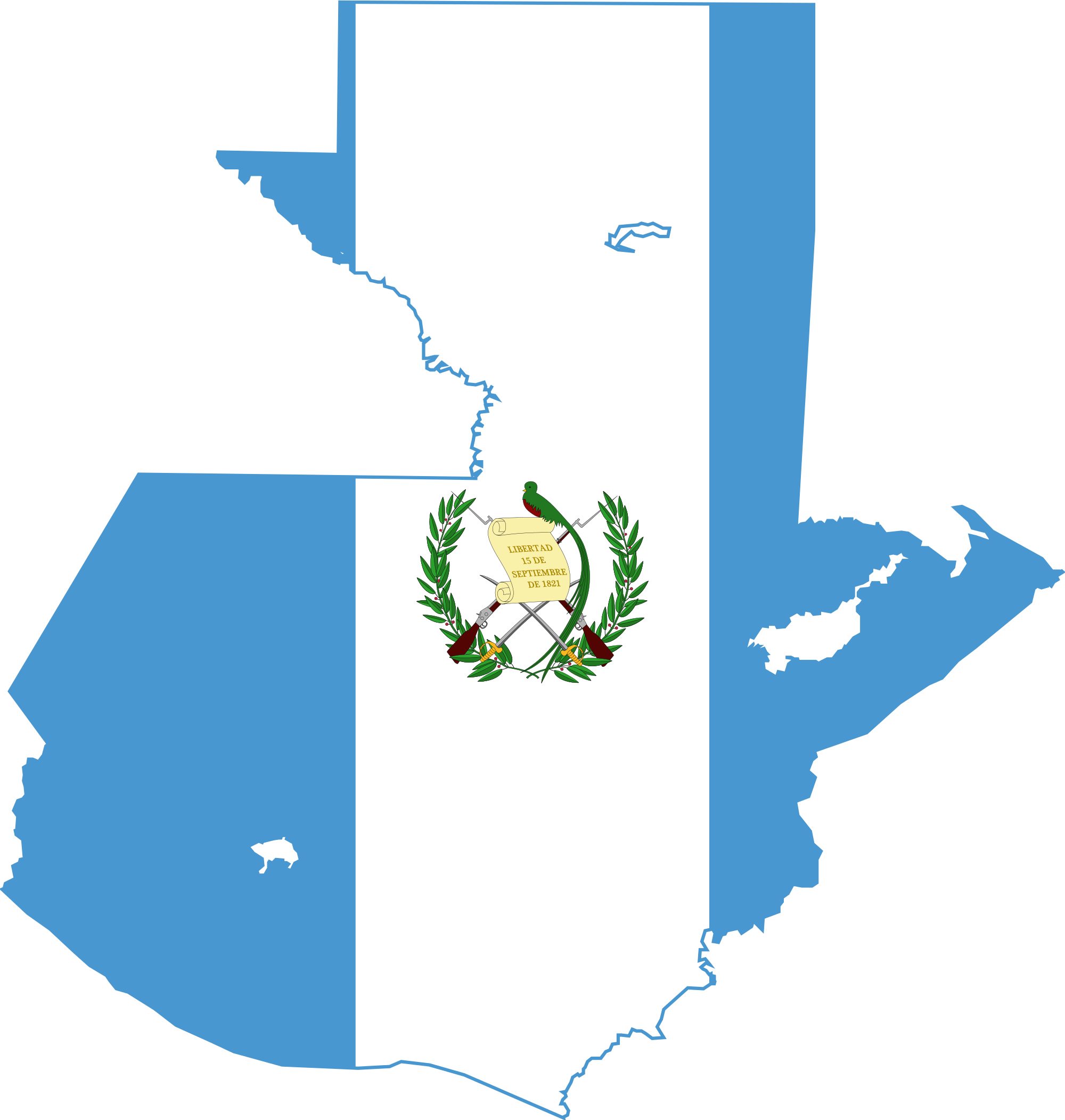 Clip Art Guatemala Flag Symbols - Guatemala Flag Map, Hd Png Download