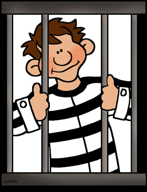 Cartoon A Cartoon Of A Man Behind Bars