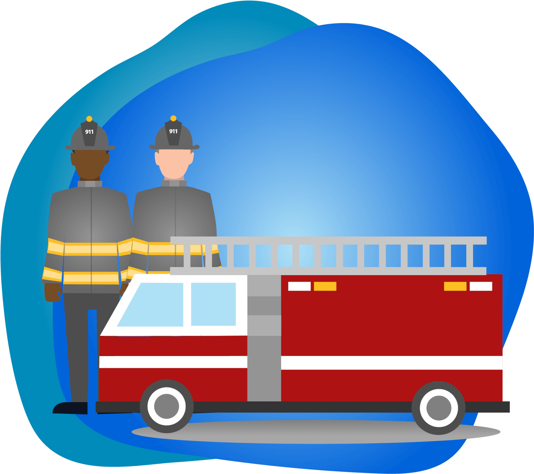 A Firefighter Standing Next To A Fire Truck