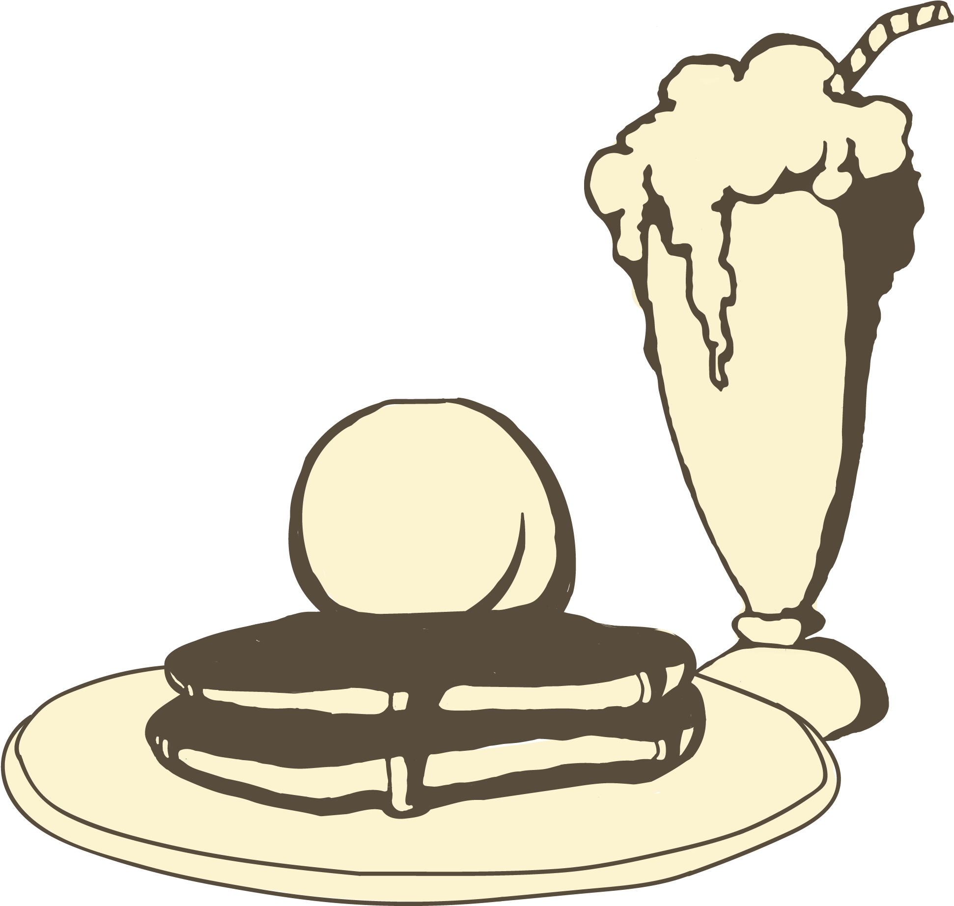 A Plate Of Pancakes And A Milkshake