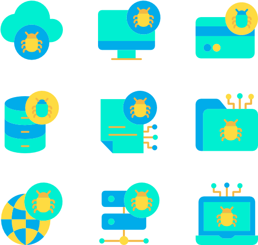 A Set Of Icons Of Bugs