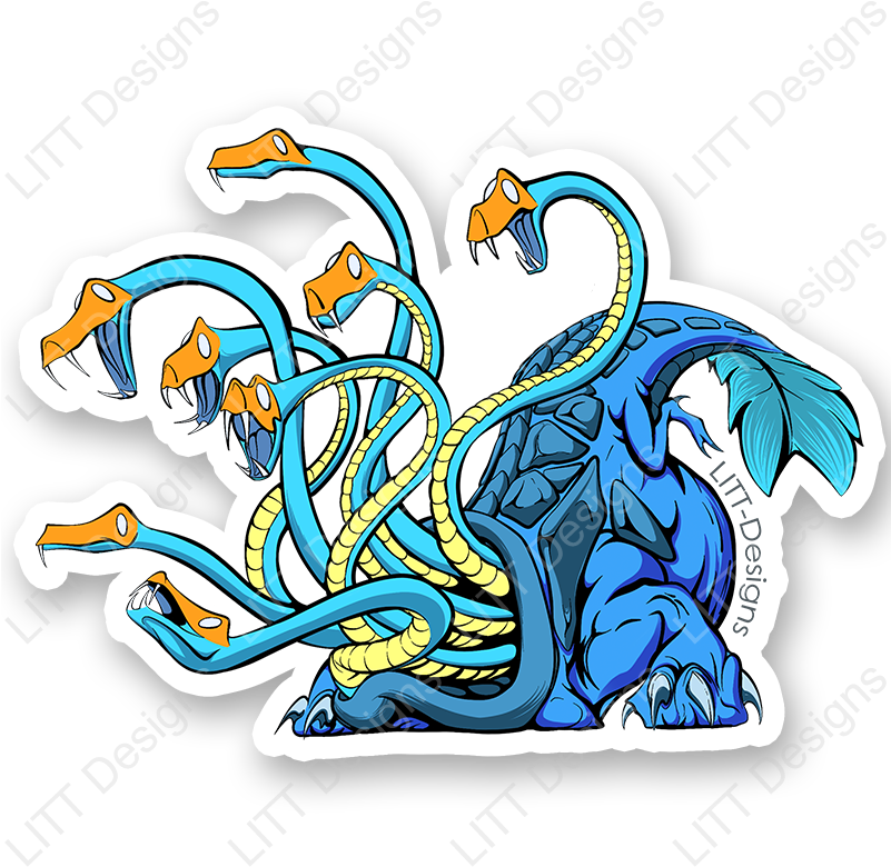 A Sticker Of A Blue Monster With Long Tentacles
