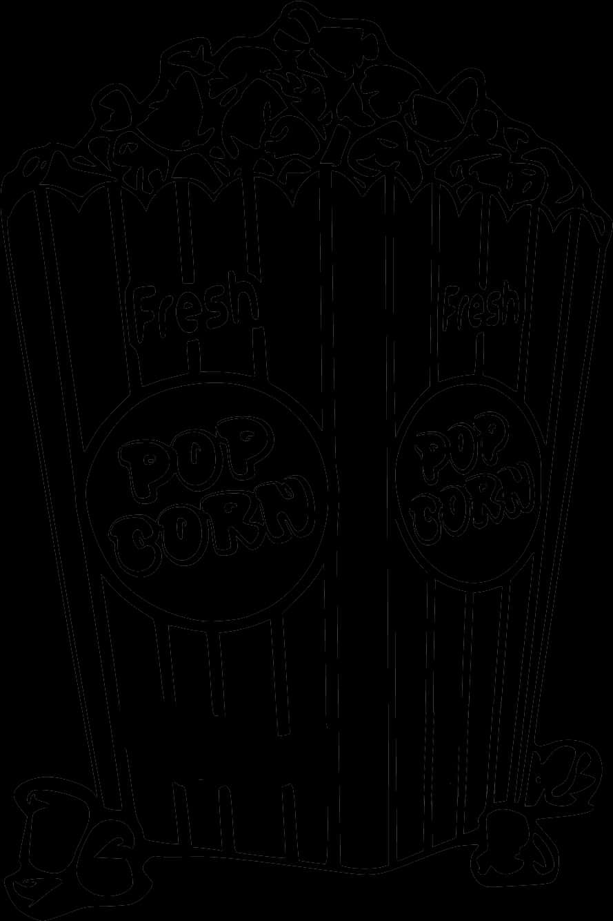 A Black And White Image Of A Popcorn Box