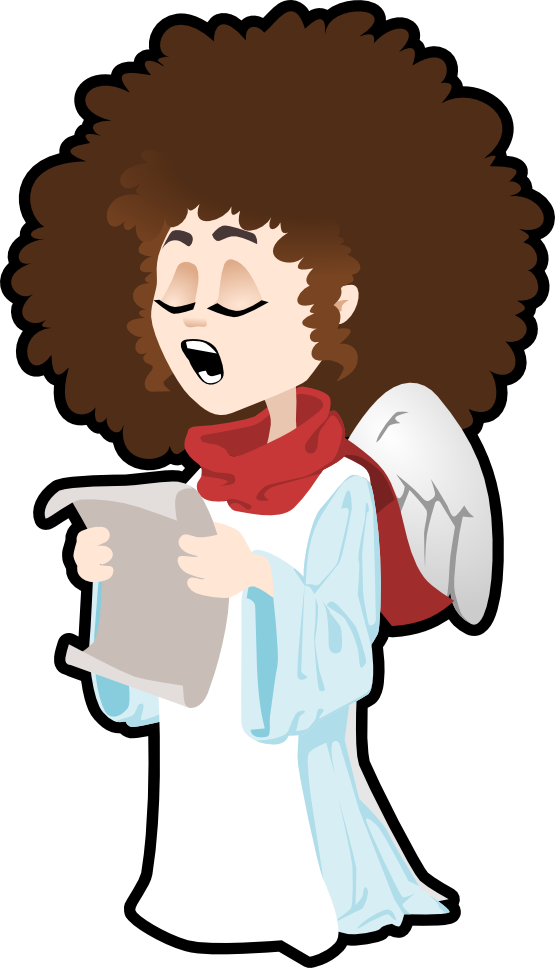 A Cartoon Of A Woman With Curly Hair And Wings Reading A Paper
