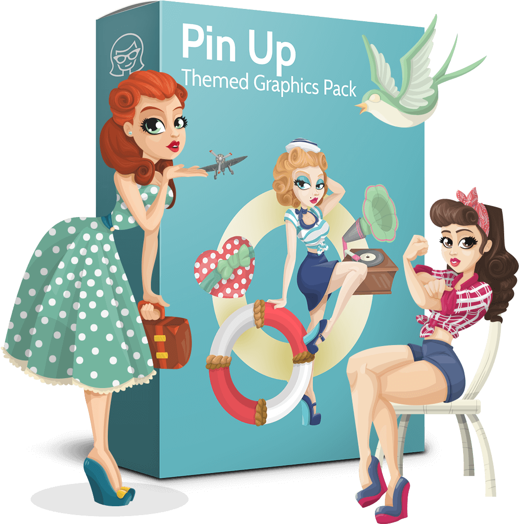 Clip Art Pin Up Collection Glamour - Cartoon, Hd Png Download