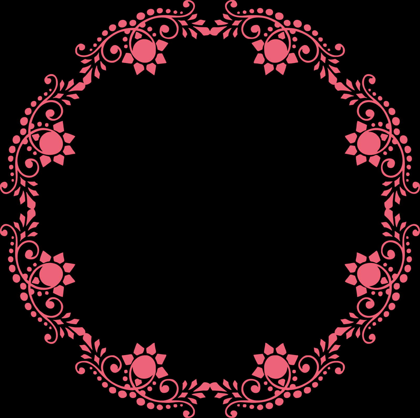 A Circular Design With Flowers And Leaves