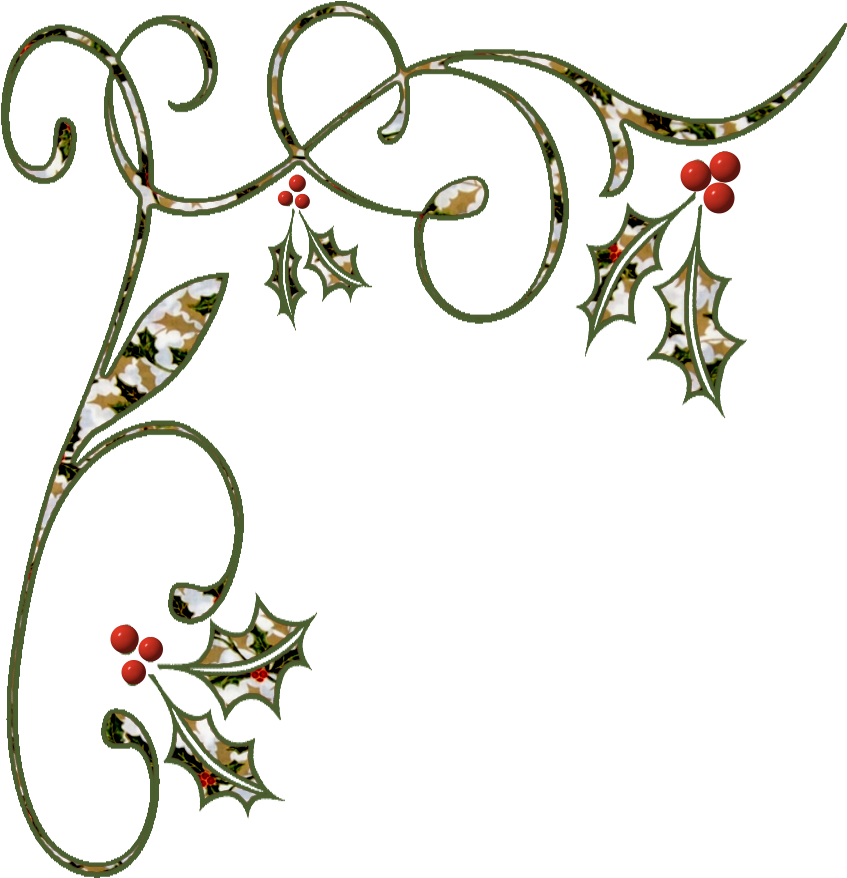 A Green And Gold Design With Red Berries