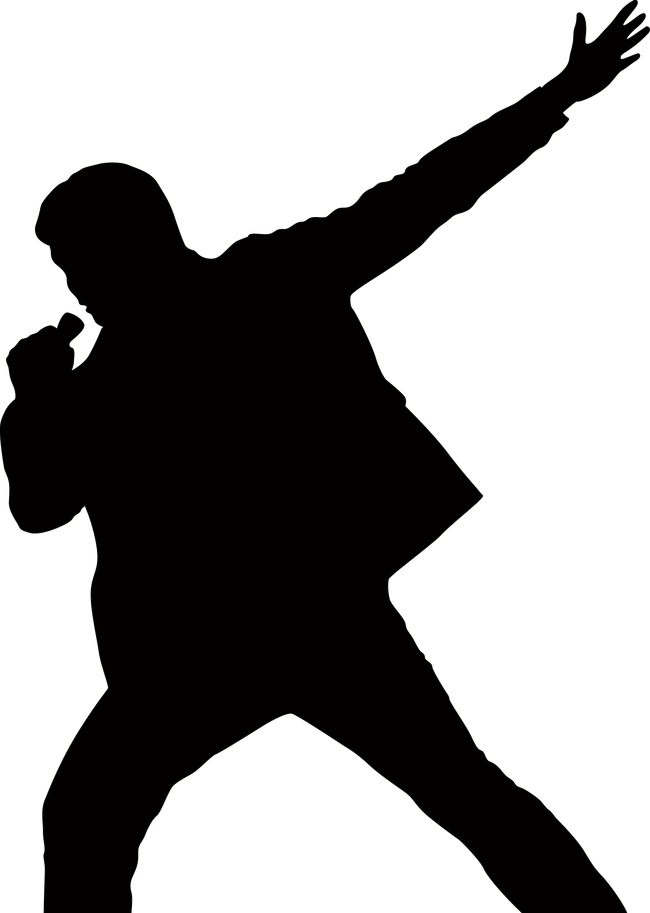 A Silhouette Of A Man Holding A Bottle