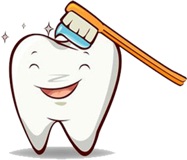 A Cartoon Tooth With A Toothbrush