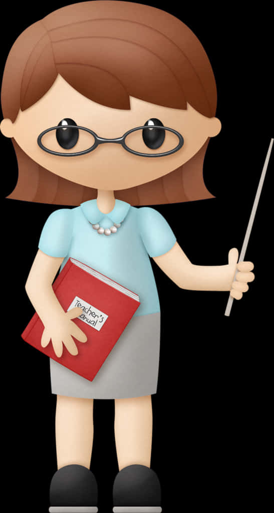 A Cartoon Of A Woman Holding A Book And A Pointer