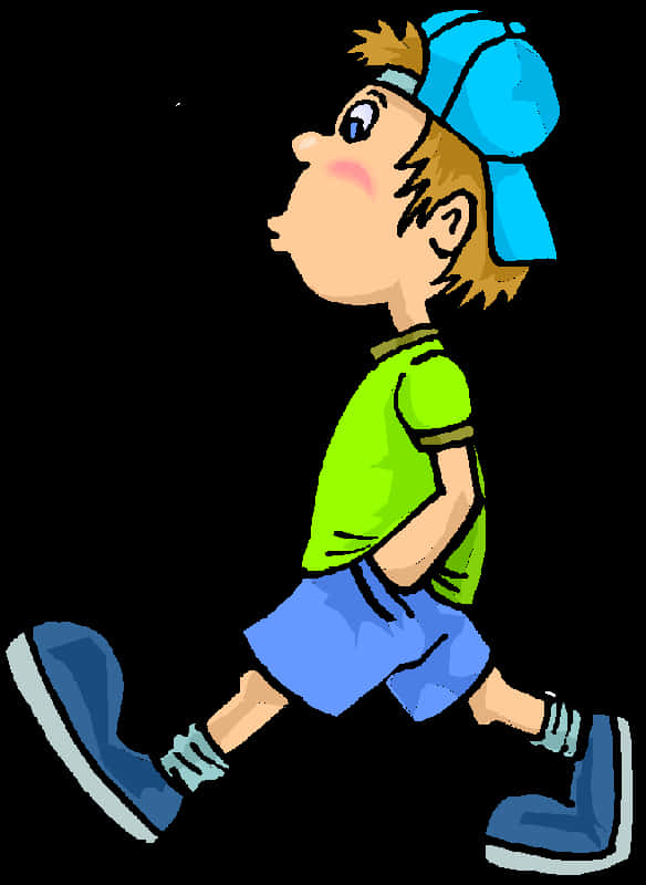 A Cartoon Of A Boy Walking