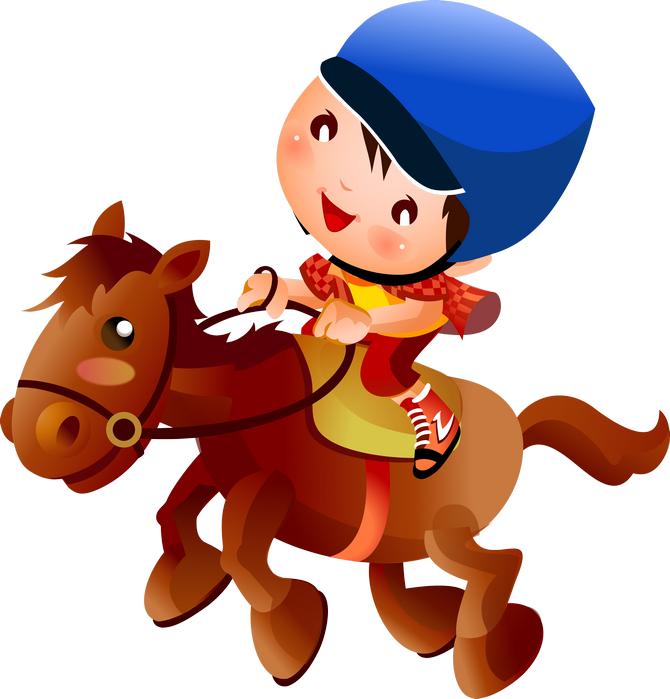 A Cartoon Of A Boy Riding A Horse