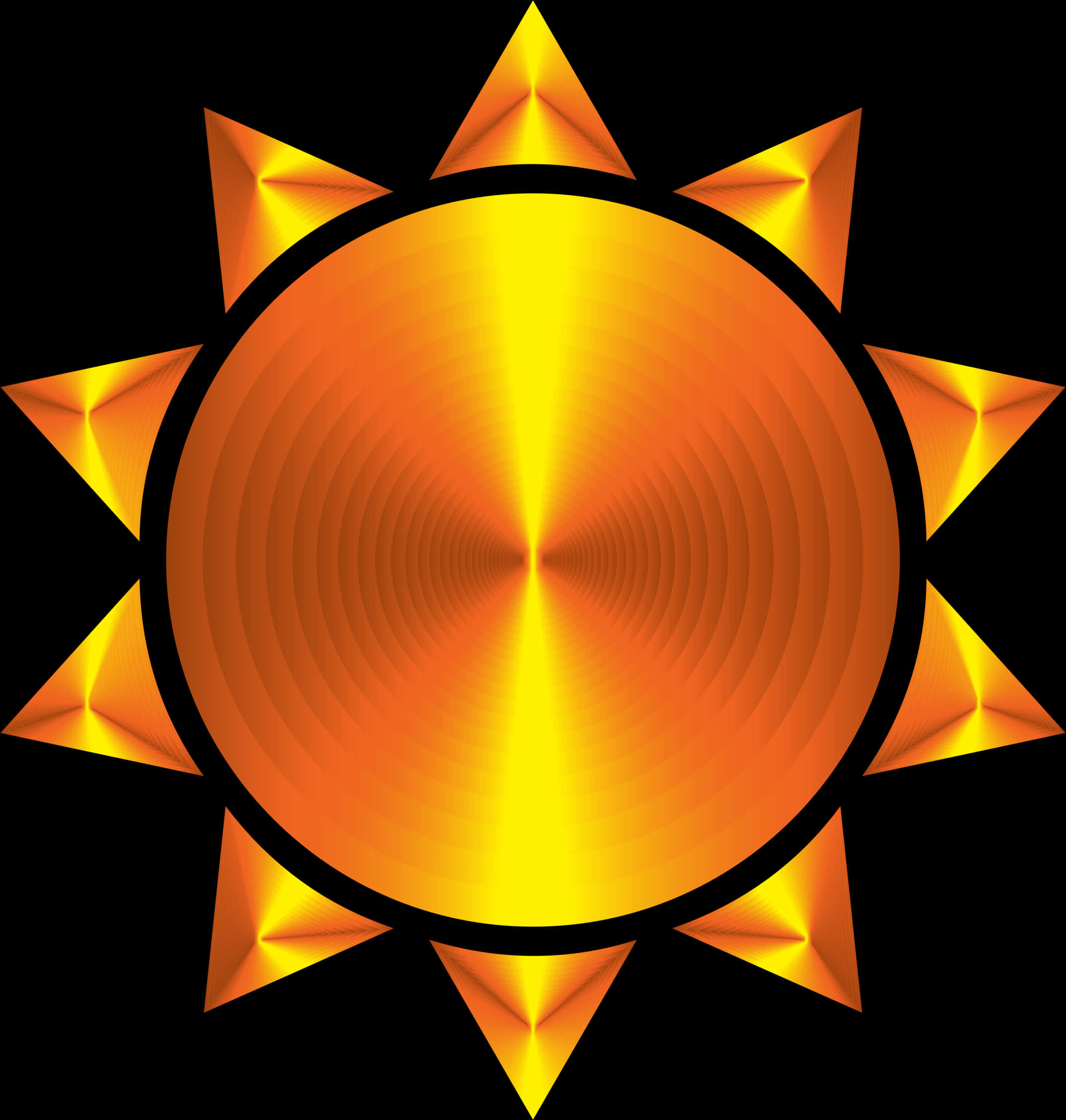 A Yellow And Orange Sun With Black Background