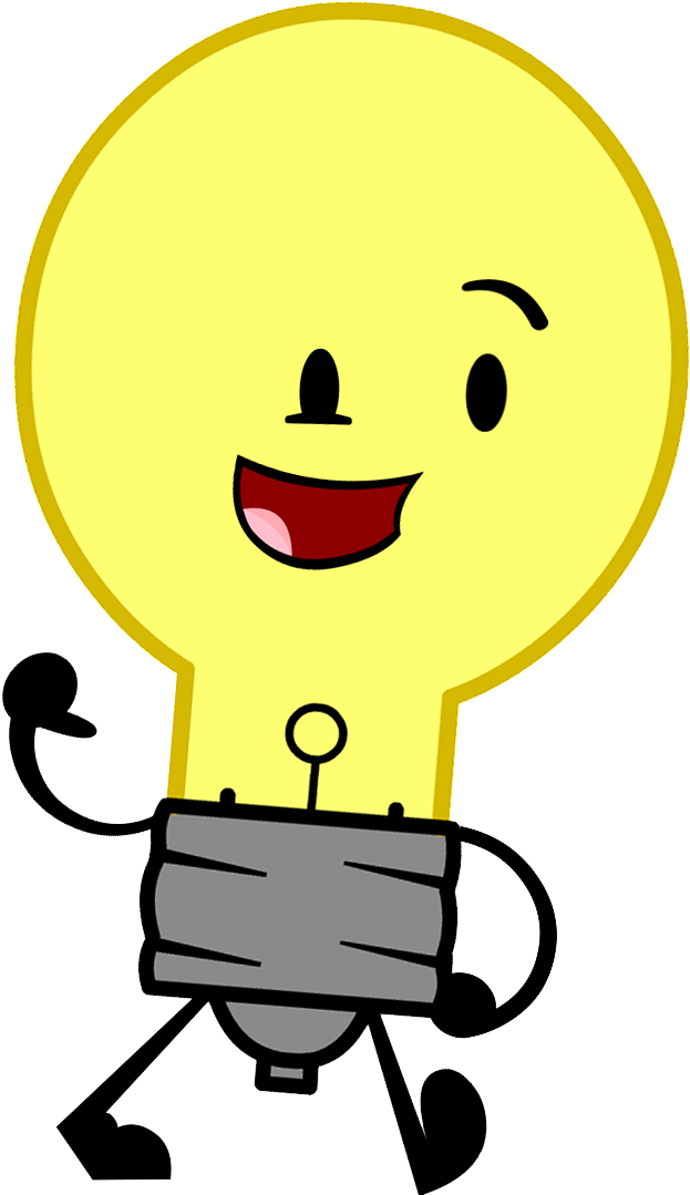 A Cartoon Light Bulb With A Smiling Face