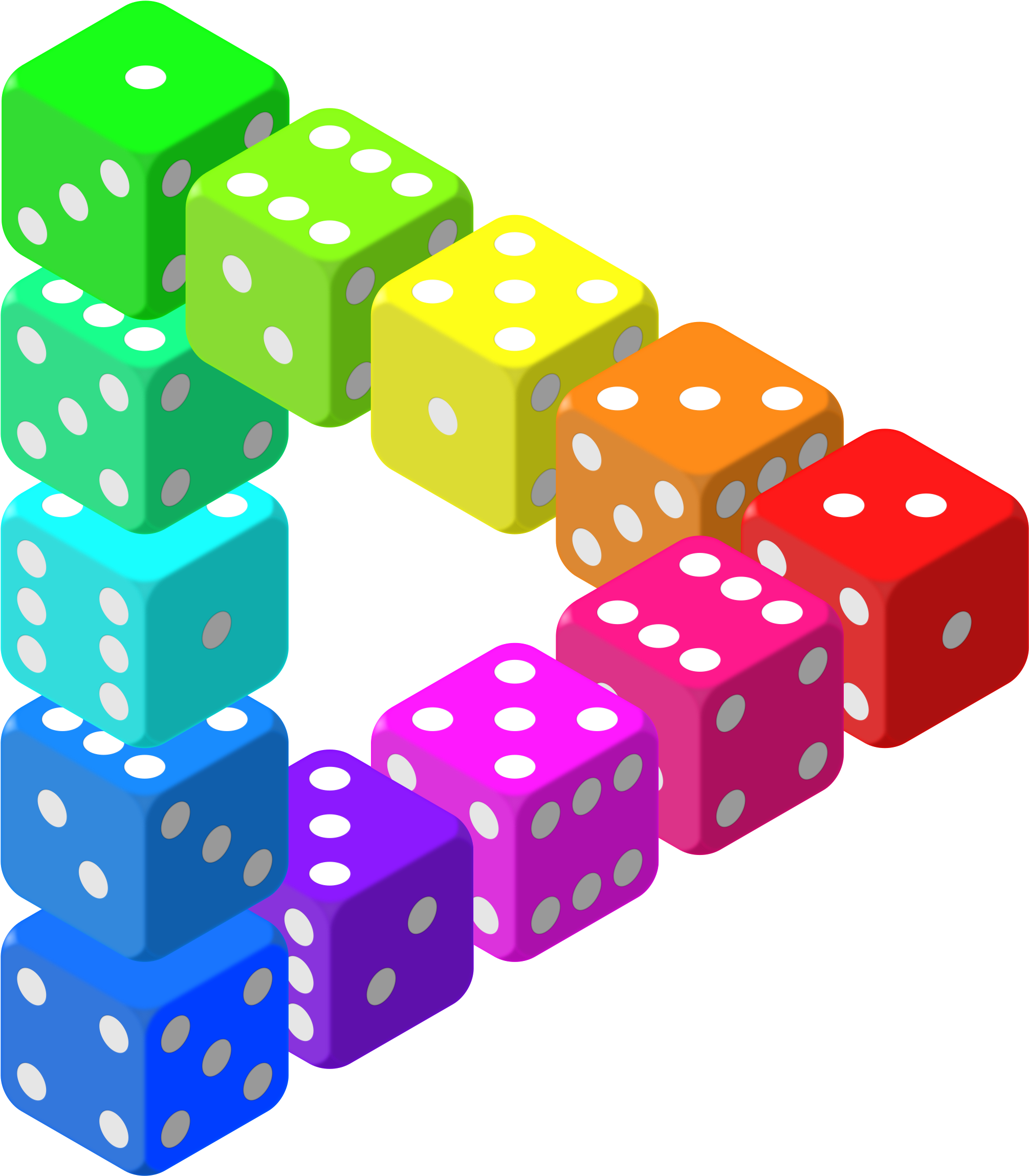 A Group Of Colorful Dice