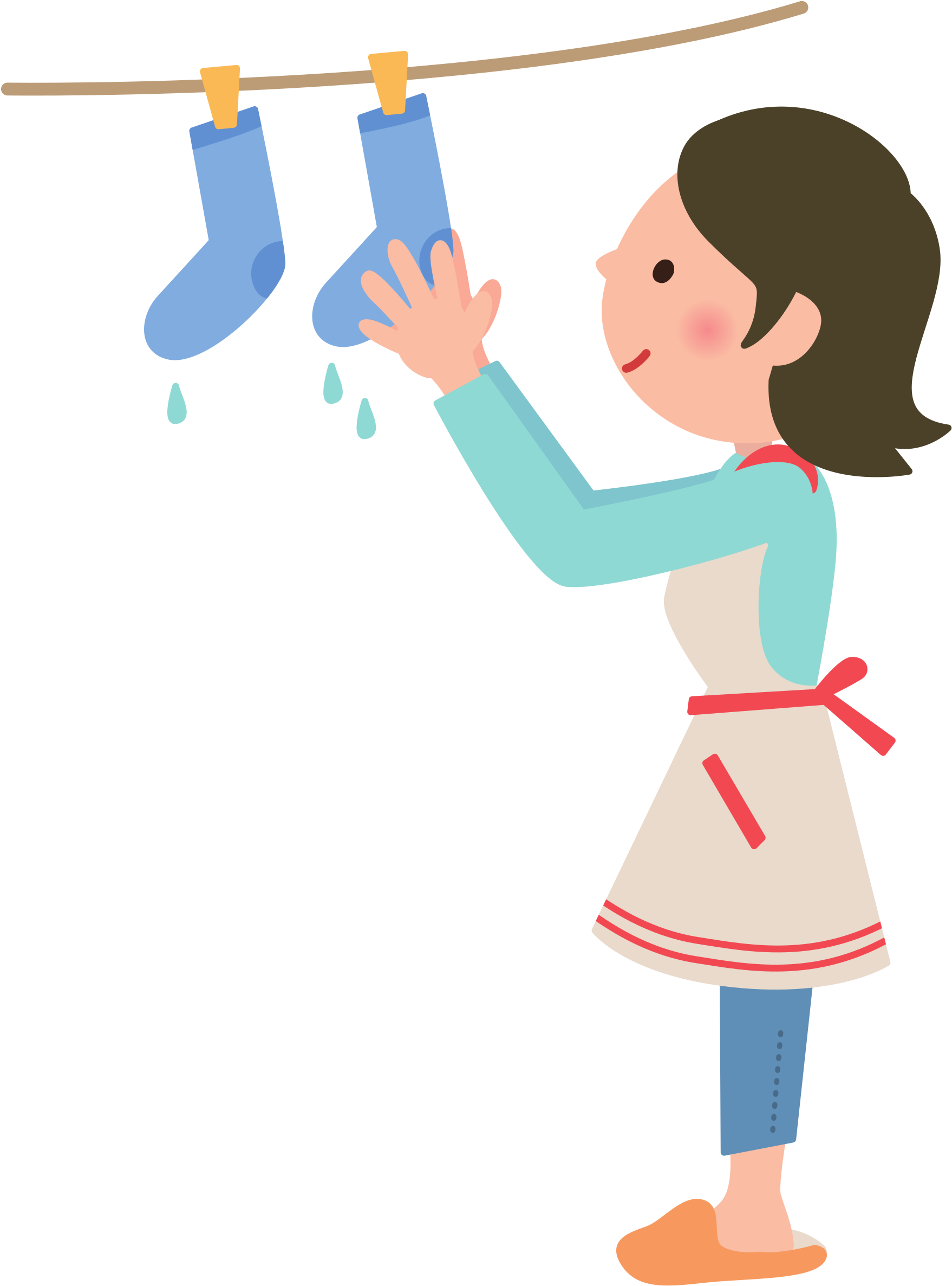 A Cartoon Of A Woman Holding A Pair Of Socks