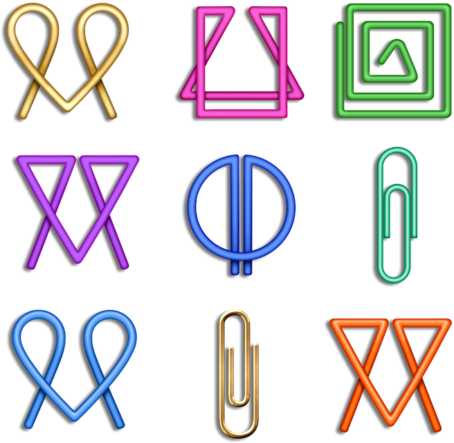 A Group Of Colorful Paper Clips