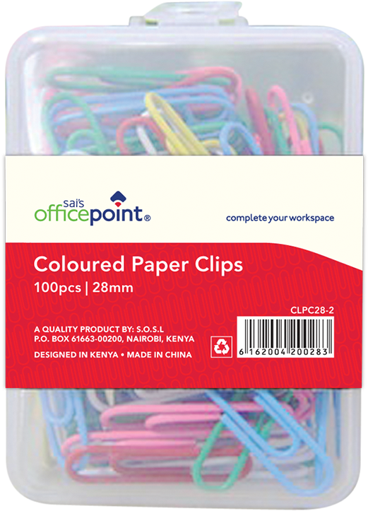 A Plastic Container With Colored Paper Clips
