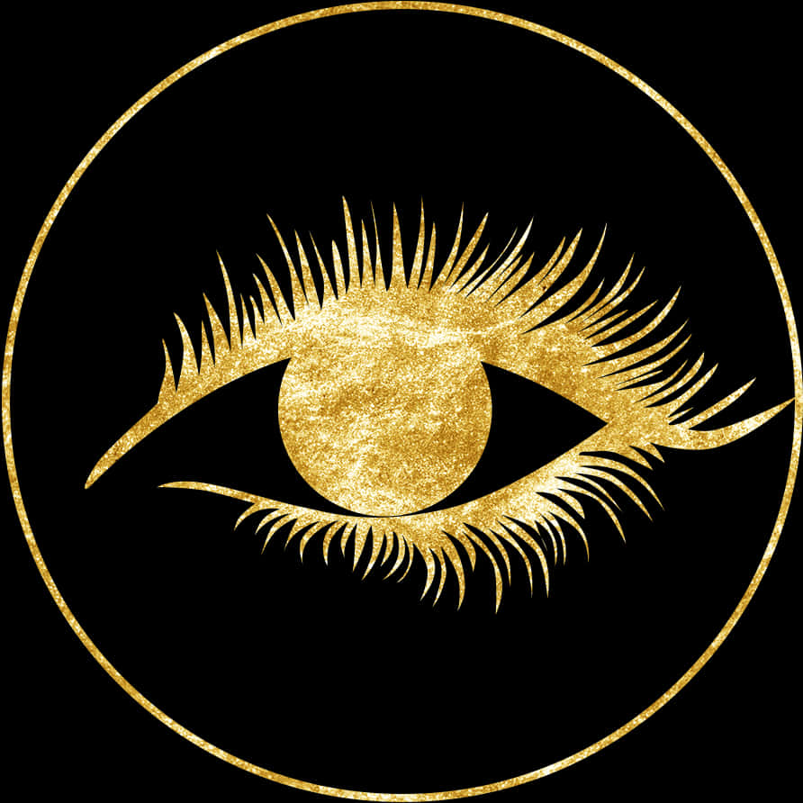 A Gold Eye With Eyelashes And A Black Background
