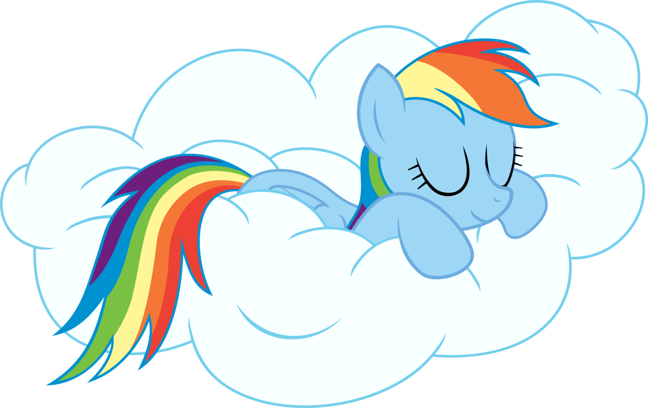 Cartoon A Cartoon Of A Pony Sleeping On A Cloud