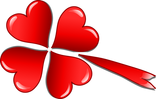 A Four Leaf Clover With A Red Heart