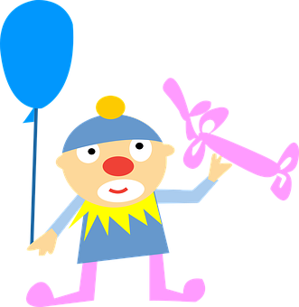 A Cartoon Clown Holding A Balloon