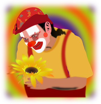 A Clown Holding A Flower
