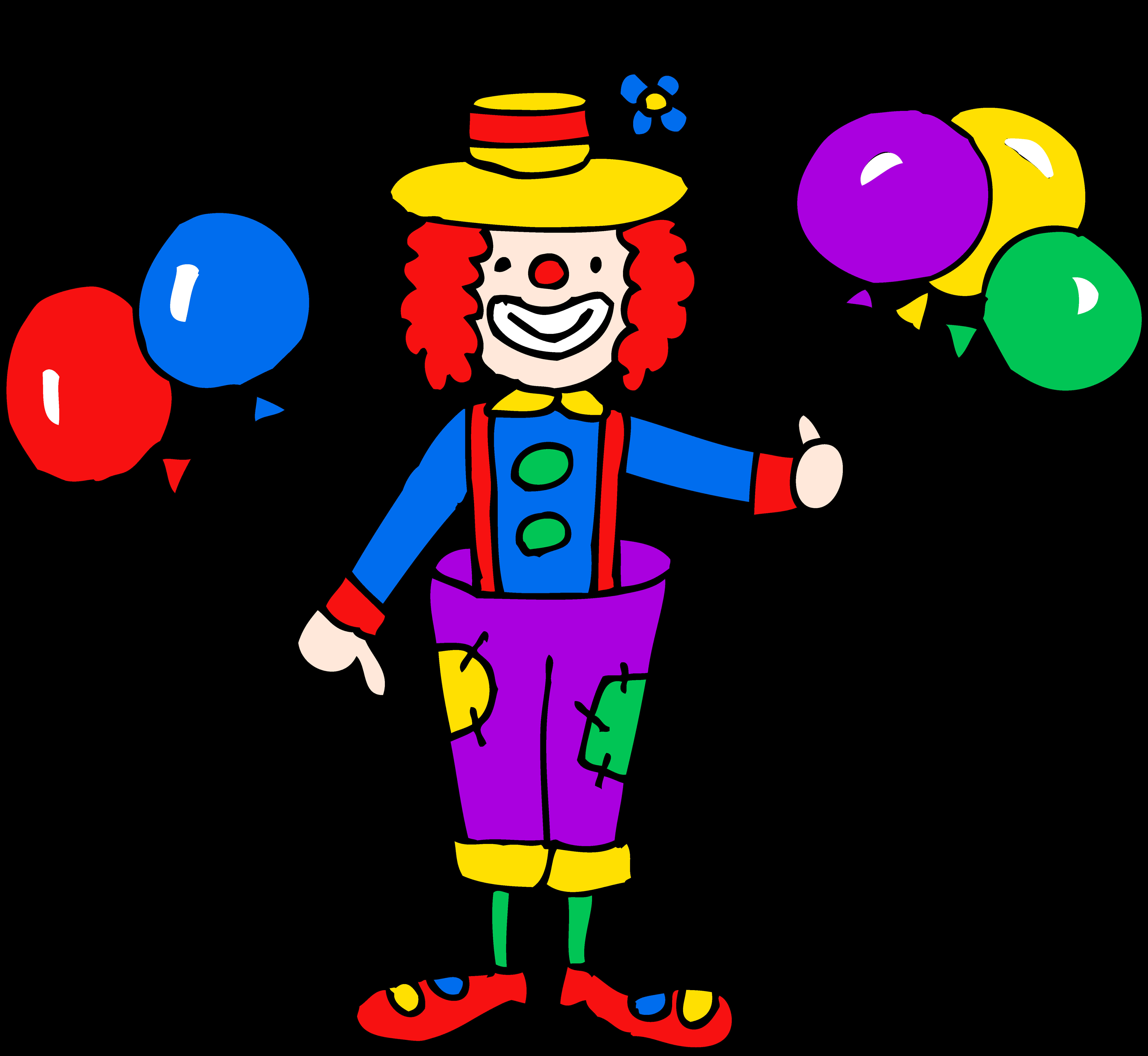 A Drawing Of A Clown With Balloons