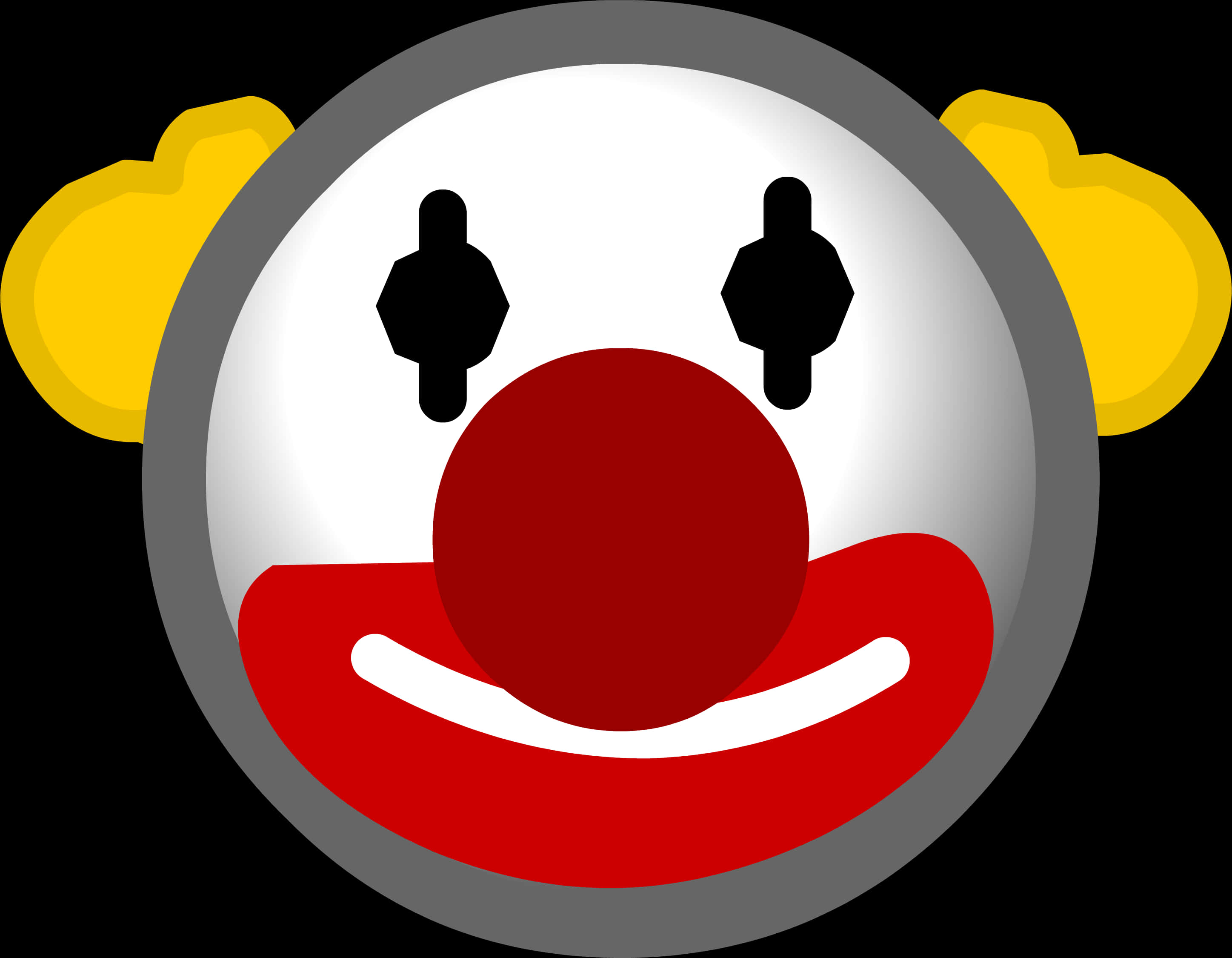 A Clown Face With Yellow Ears And Red Nose