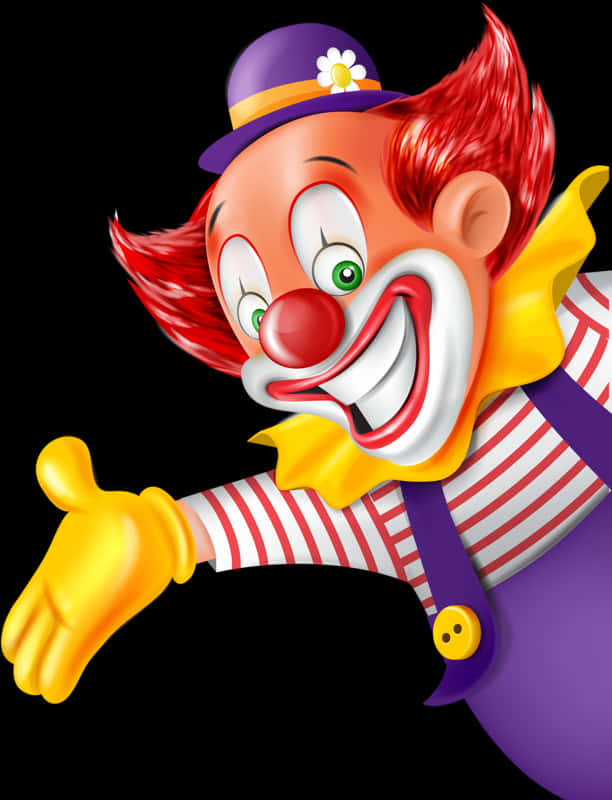 A Cartoon Clown With Yellow Gloves