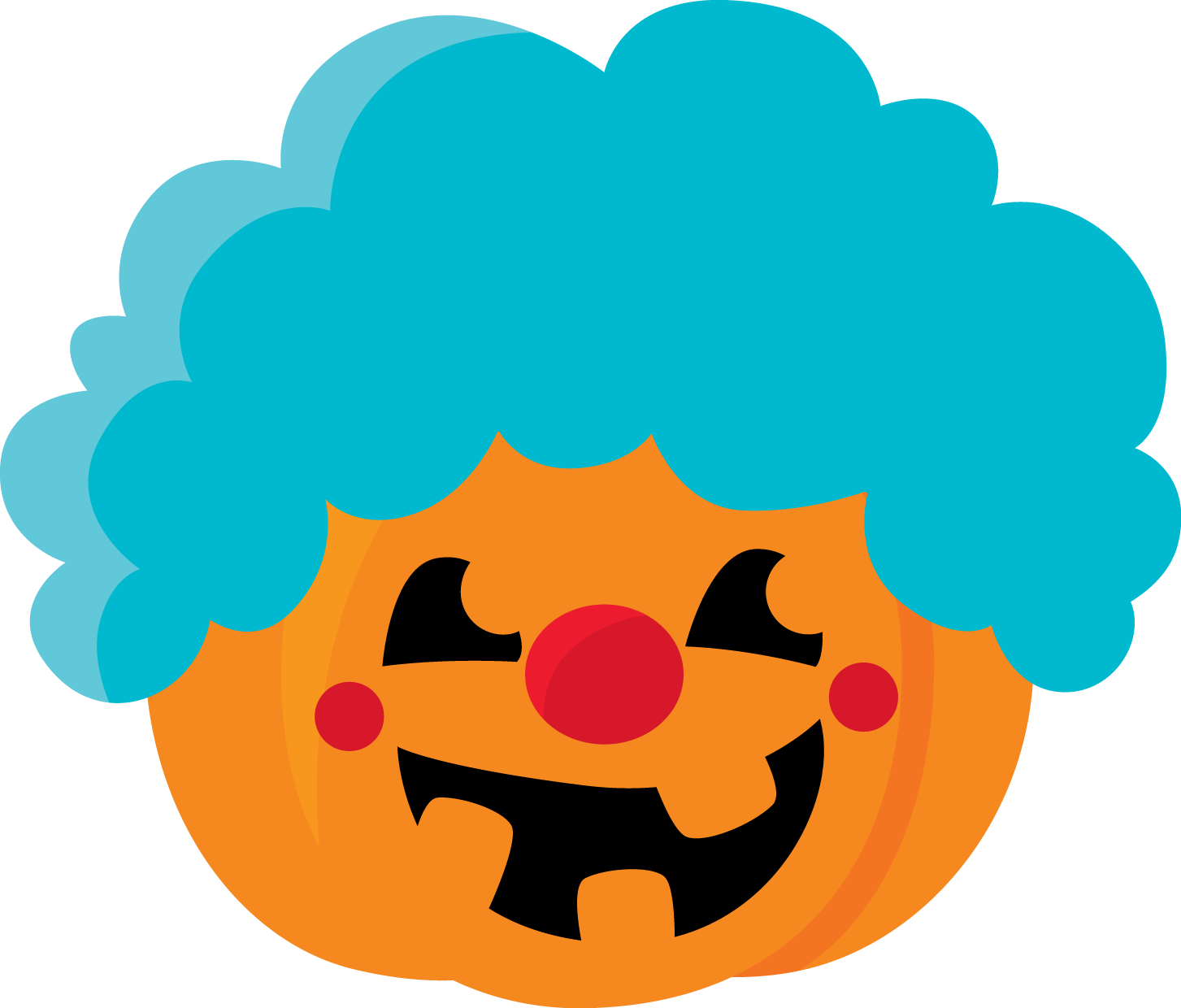 A Cartoon Pumpkin With Blue Hair