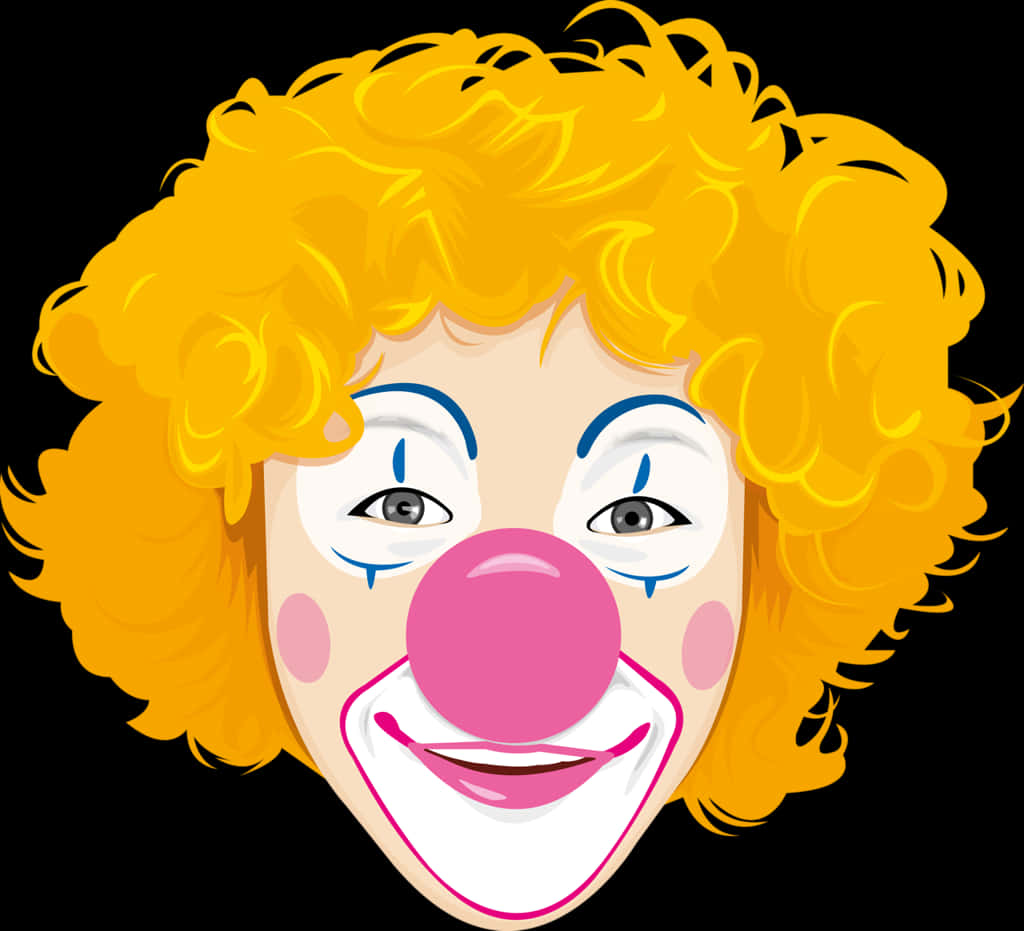 A Clown With Blonde Hair And Pink Nose