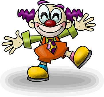 A Cartoon Clown With Arms Outstretched